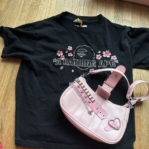Pink & Black Bape T-Shirt W/ Purse